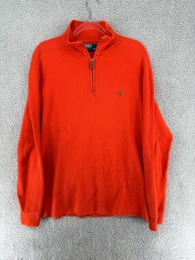 Ralph Lauren Men’s Bright Orange Half-Zip Sweater